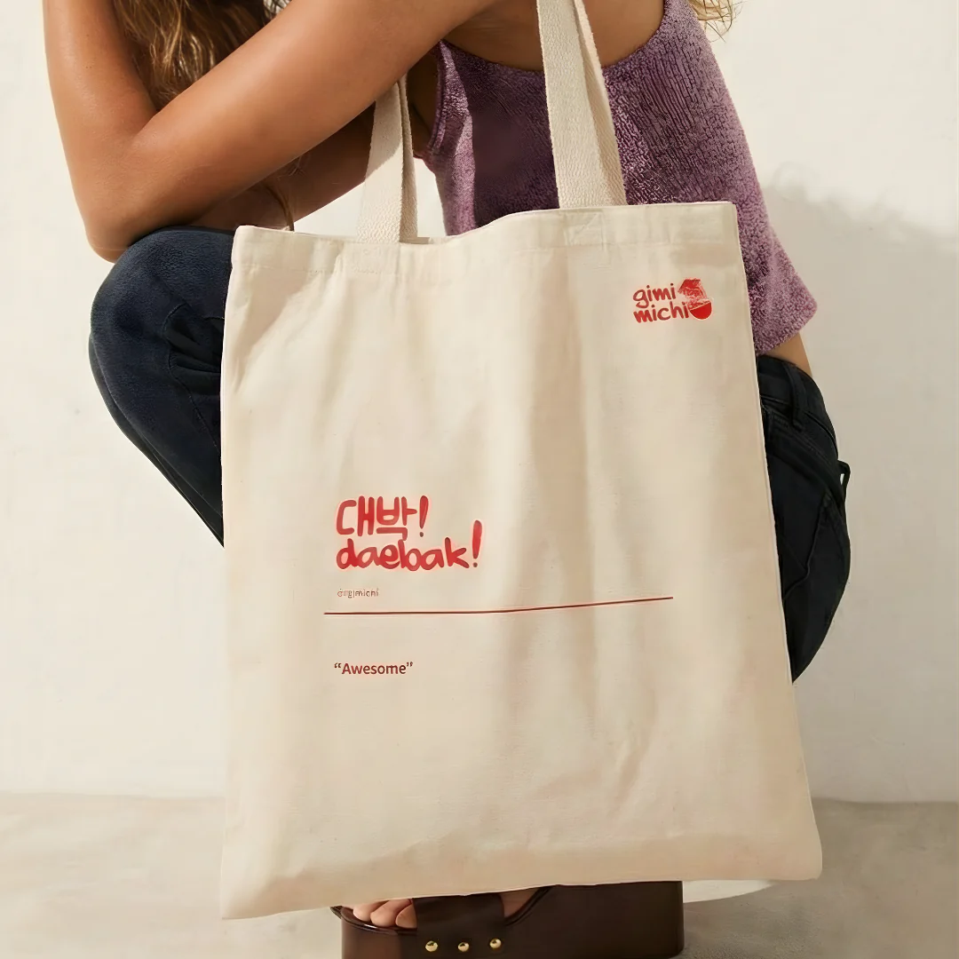Printed " daebak " Tote Bag - Image 3